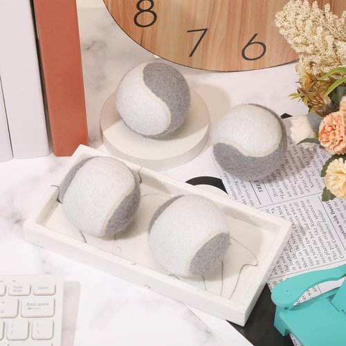 Qunclay 16 Pieces Precut Tennis Balls for Chair Legs Glide Coverings for Floor Protection Heavy Duty Tennis Balls for Long Lasting Pad (Gray, White)