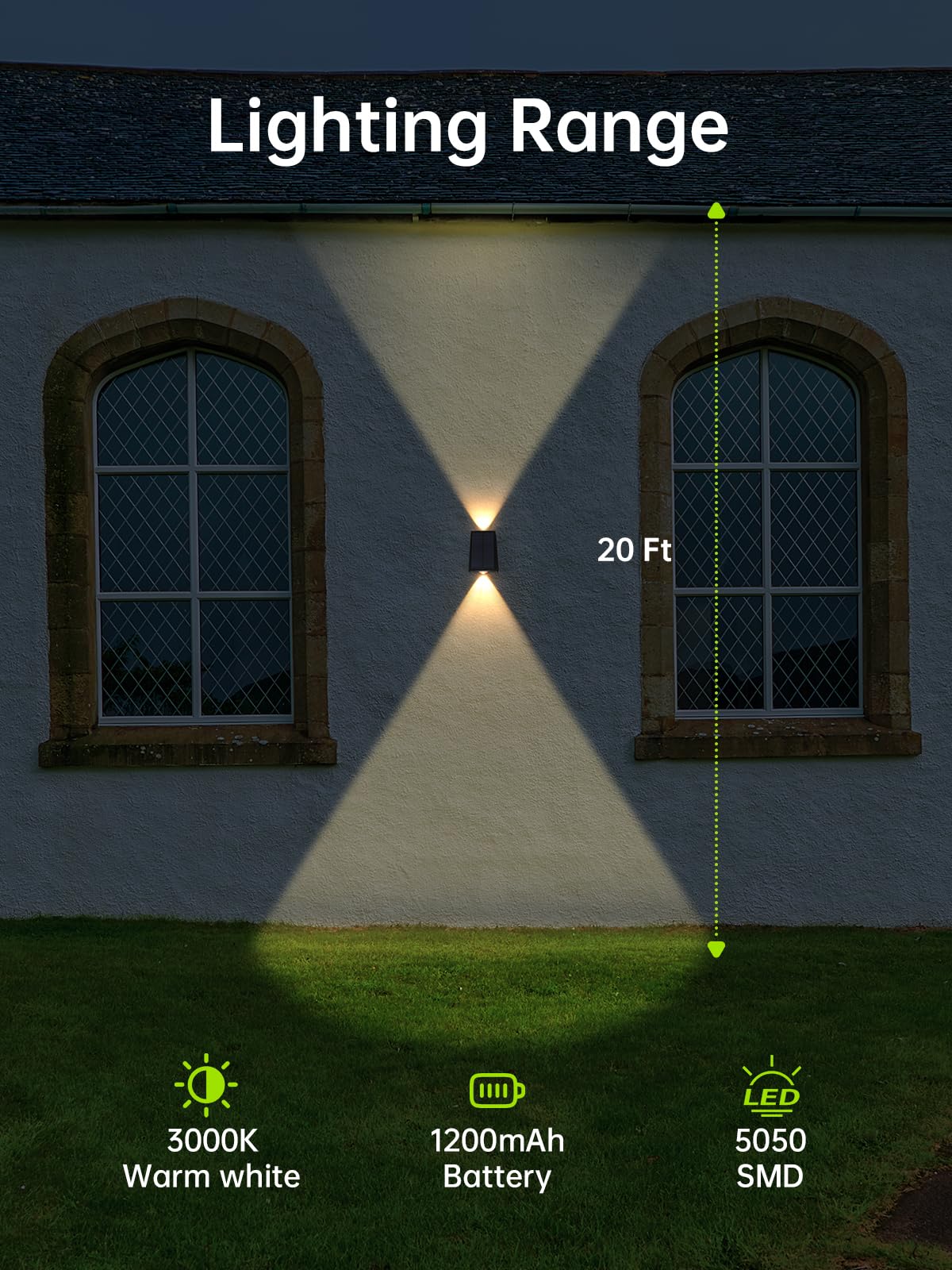 Mrzxy Solar Wall Lights Outdoor Waterproof, Up Down Sconce LED Solar Light IP65 Dusk to Dawn for Porch, Fence, Deck(Warm White, 2 Pack)