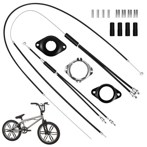 BMX Bike Gyro Brake Cables Front+Rear (Upper+Lower) with Spinner Rotor Full Kit, Bicycle Brake Lines Set Cable Wire & Housing, Suitable for Most Gyro Systems and 20" Bikes, Stabled