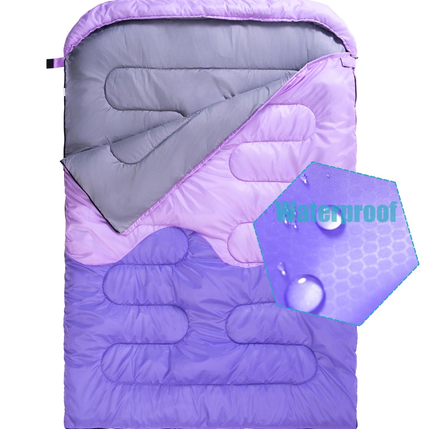 Sleeping Bag - Double Camping Sleeping Bags 2 Person for Adults Kids Boys Girls for Hiking Backpacking - Warm Cold Weather Lightweight Portable with Compression Bag for Indoors Outdoors Activities