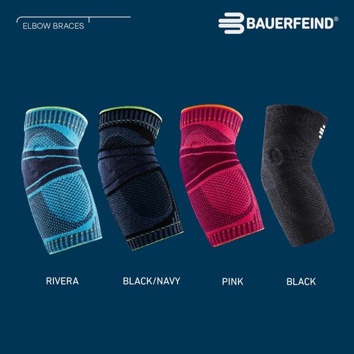 Bauerfeind Sports Elbow Support - Elbow Brace for Pain Relief and Support - Pads for Enhanced Comfort - Targeted Compression - Lightweight & Durable - All Black, Large