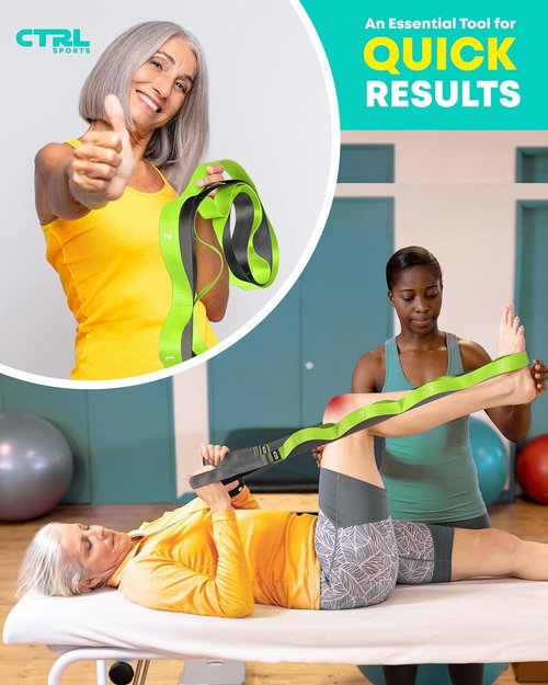 Fascia Stretching Strap by Skiennix - Non-Elastic Yoga & Physical Therapy Band for Enhanced Flexibility | Ideal for Hamstring & Leg Stretching