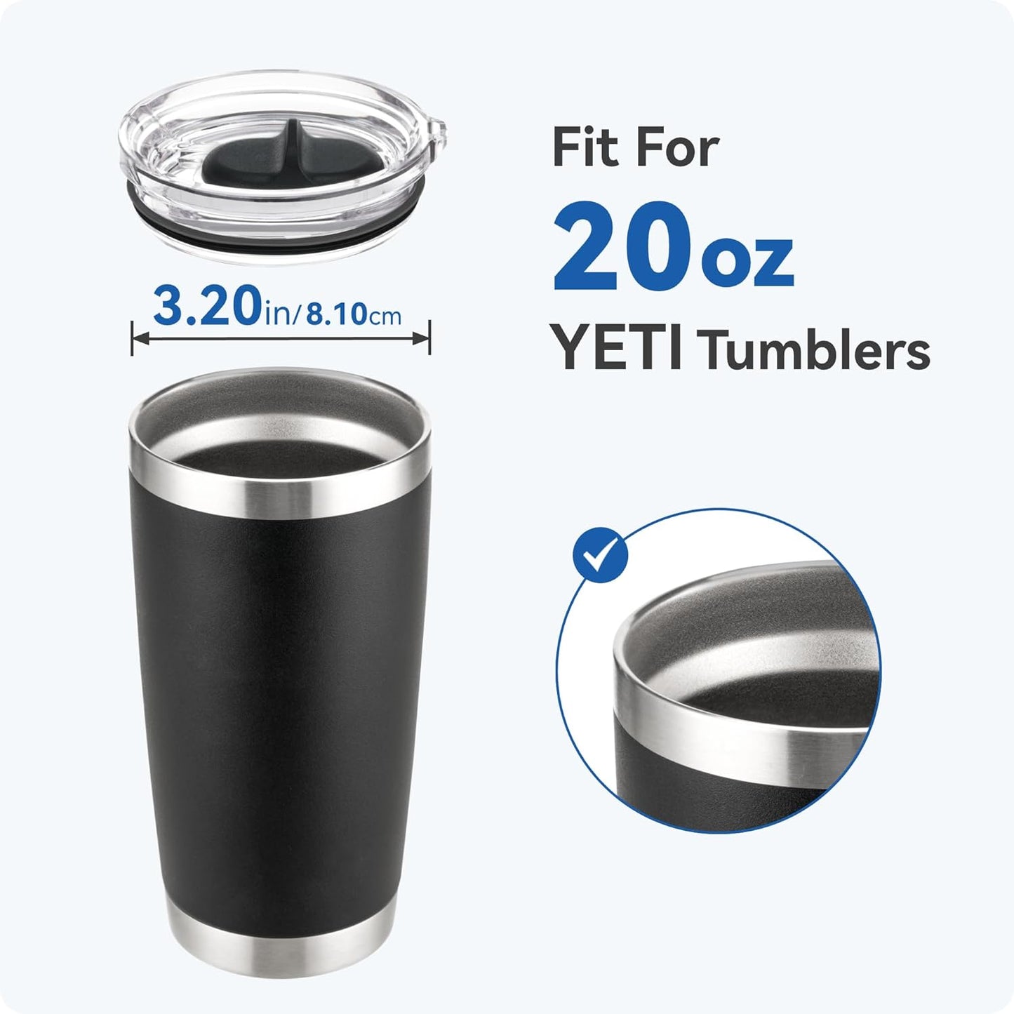 YETI 20 oz Tumbler Lids - Spill Proof, BPA-Free Replacement Lids for 10/24 oz Mugs & 10 oz Lowball