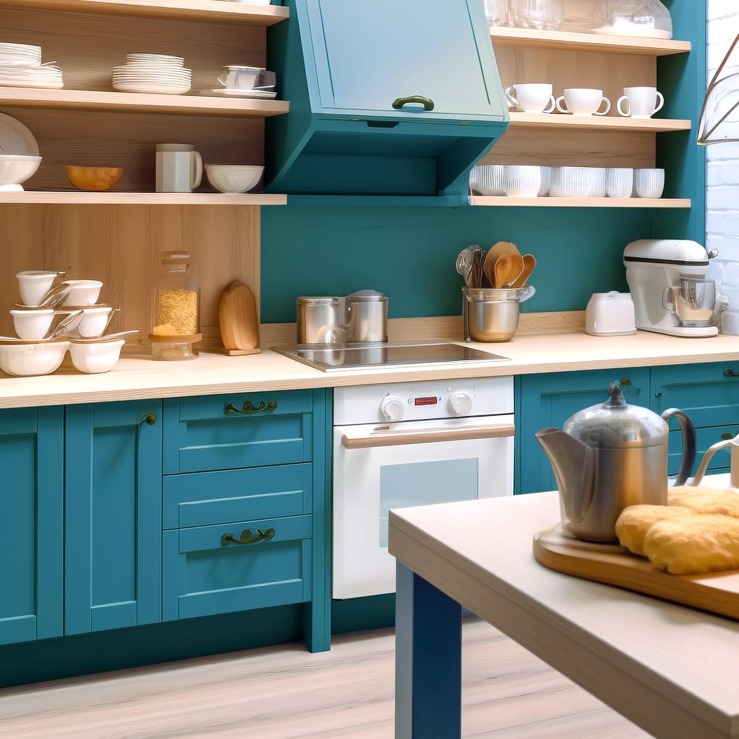 Teal Peel and Stick Wallpaper 15.7"x118" Solid Colour Contact Paper Modern Removable Self-Adhesive Vinyl Wallpaper for Room Walls Shelf Countertops Cabinets