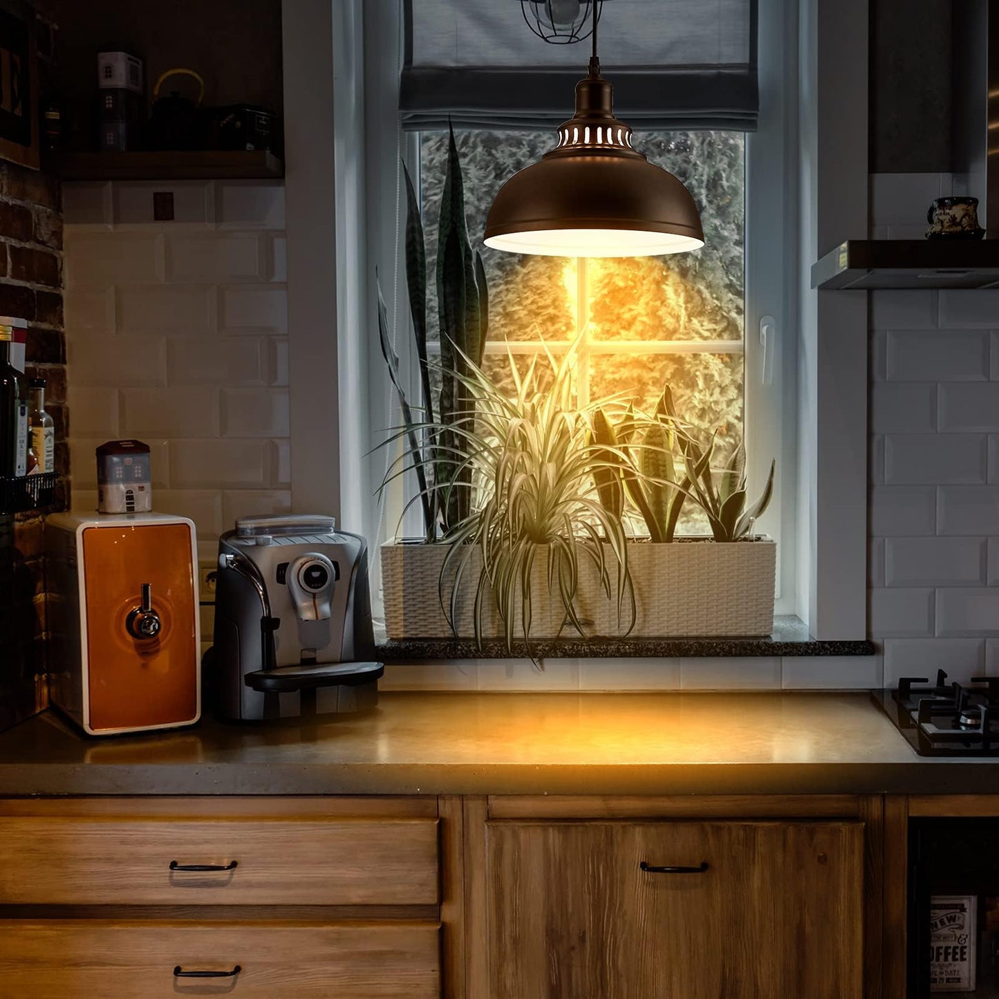 MgLoyht 3PCS Pendant Lights, Farmhouse Pendant Lamp with Metal Shade, Matte Black Industrial Pendant Lighting with E26 Base for Kitchen Island, Dining Room, Living Room, Bedroom, Hallway, 11.38in