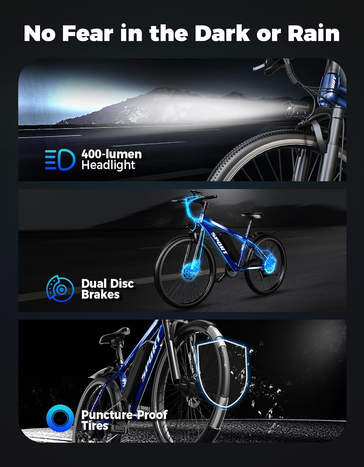 Misodo Electric Bike - 1500W Peak Mountain Ebike with 25 MPH Speed | 65 Miles Range, 7 Speeds, 48V 10Ah Battery, 26" Wheel