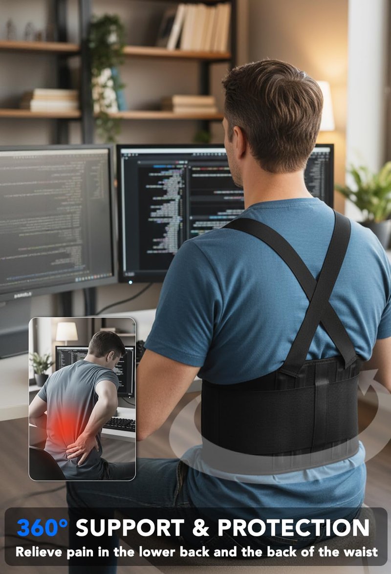 Ultra-Support Work Back Brace for Men and Women [Upgrade Superior Lumbar support] Relieve Lower Back Pain for Construction, Warehouse Work, Lifting, and Heavy-duty Tasks. (Durable Wider Velcro)