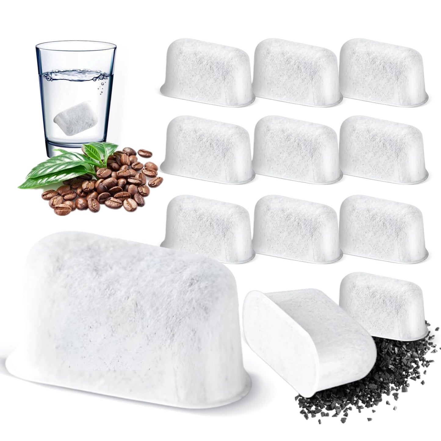 12 Pack Coffee Maker Filter Replacements - Fits All Cuisinart® Coffee Makers - Charcoal Fiber Water Filter Replacement