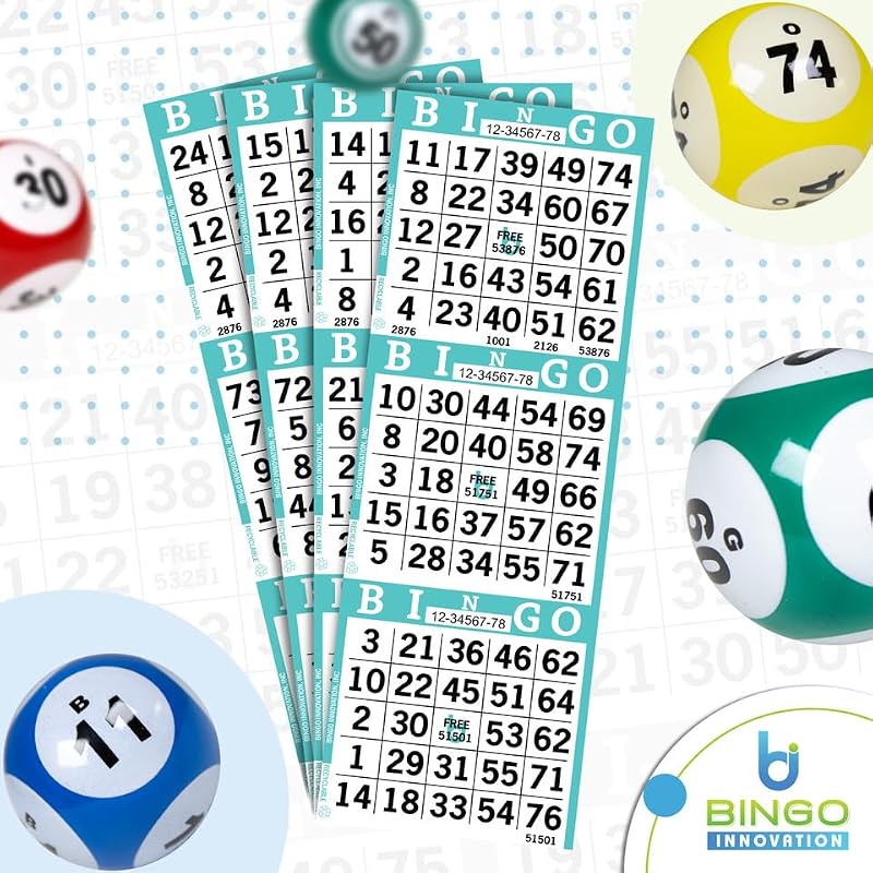 Bingo Paper Sheets - 3 Faces, 12 x 4 inches, Pack of 500, Recyclable, Aqua - Bingo Innovation