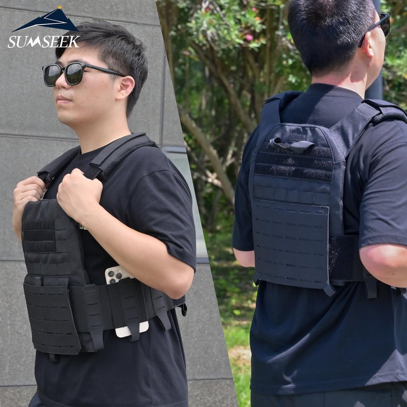 SUMSEEK Weighted Vest for Men Adjustable Heavy Duty Training Vest with MOLLE System,Strength Training, Running and Workouts