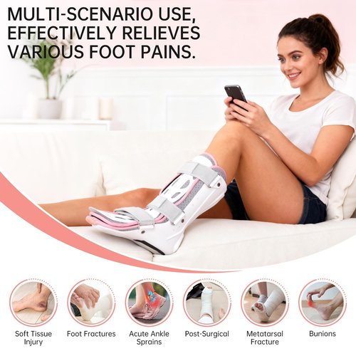 Oneweijie Medical Boots, Ankle Sprain Correction Boots, Ankle Sprain Braces, Adjustable Splints, Walking Boots,Detachable Linings(Short-Left)