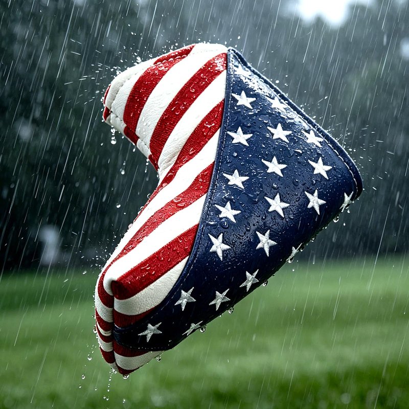 GOOACTION American Flag Blade Putter Head Cover – 3D Embroidered Stars & Stripes, Magnetic Closure, Waterproof PU Leather, Patriotic Putter Cover