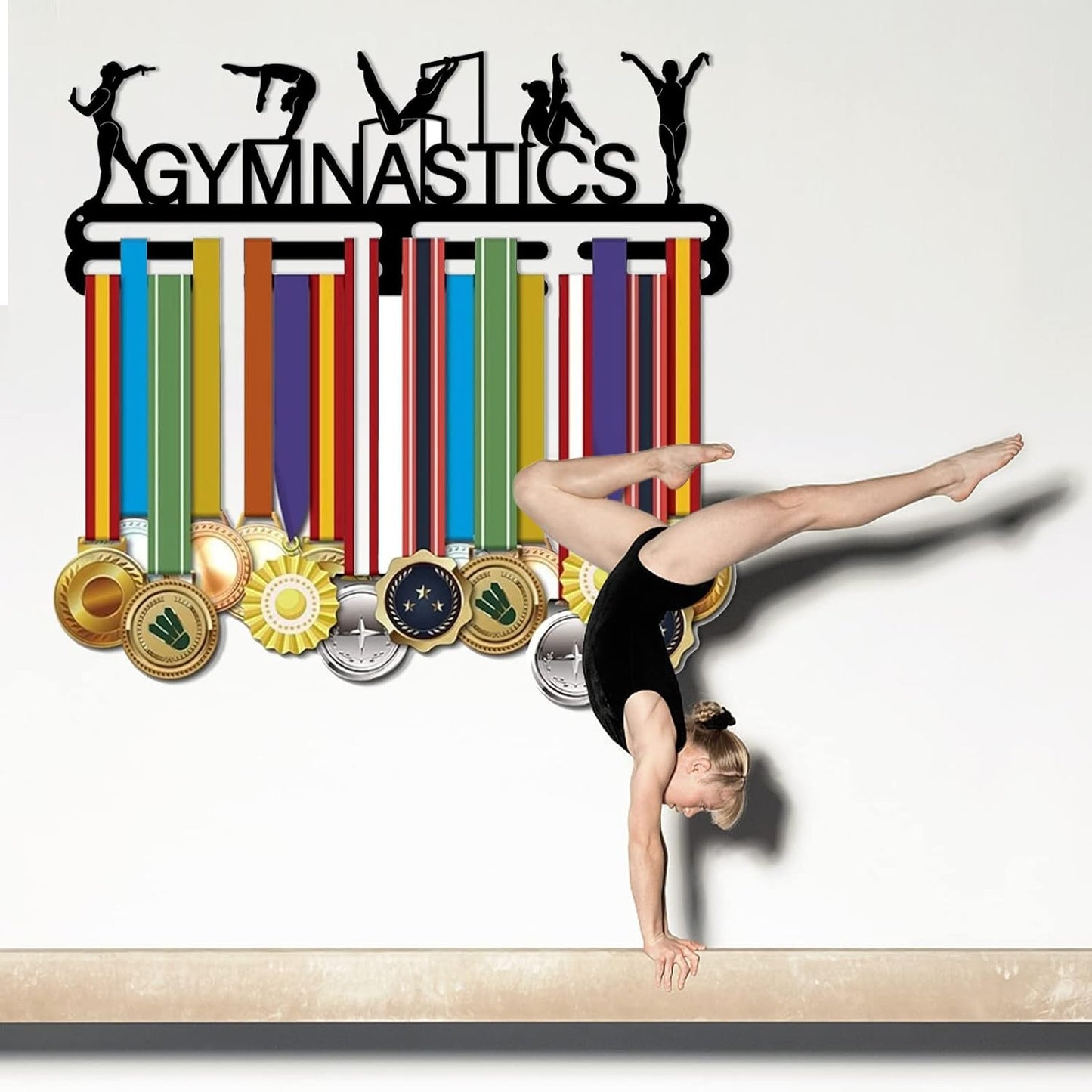 SUPERDANT Gymnastics Medal Holder - Stylish Wall Rack for Displaying Awards | 15.75x6in, Perfect for Athletes