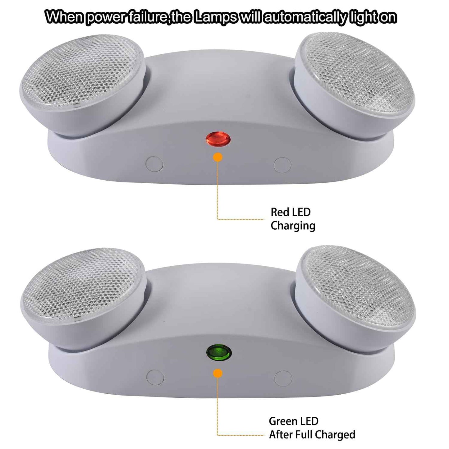 Apmeetlux Emergency Light,200lm 4Hours Battery Backup,Commercial Emergency Exit Lighting for Home Power Failure Outage Office Business Restaurants, Hardwired, UL 924 AC85-277V