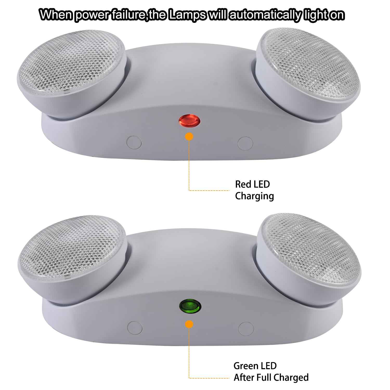 Apmeetlux Emergency Light,200lm 4Hours Battery Backup,Commercial Emergency Exit Lighting for Home Power Failure Outage Office Business Restaurants, Hardwired, UL 924 AC85-277V