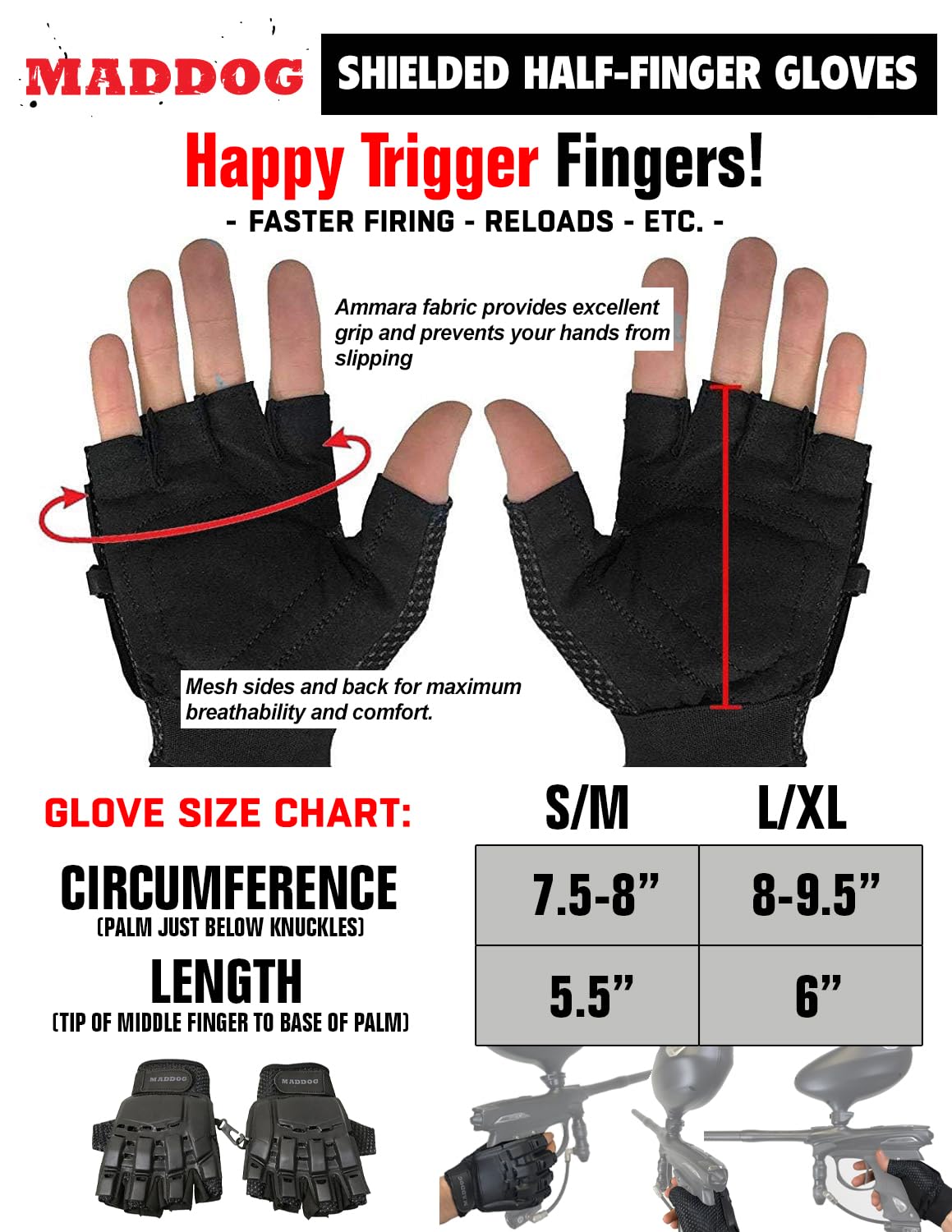 Maddog Sports Paintball & Airsoft Protective Combo Package – Padded Chest Protector, Half Finger Gloves, & Neck Protector – Lightweight Impact Protection for Youth, Teen & Adult Players