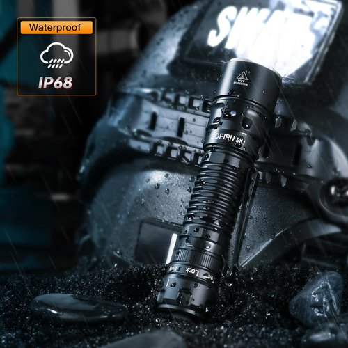 Sofirn SK1 Tactical Long Throw Flashlight, 1571 FT Distance, USB-C Rechargeable Flash Light with IP68 Waterproof, Rotary Switch Adjusts Tactical, Lockout and Duty Modes for Emergencies Rescue Search