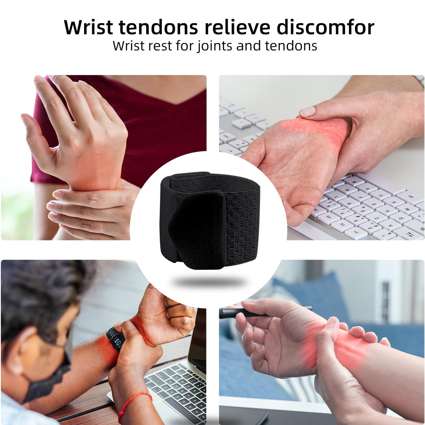 2 Pcs Carpal Tunnel Wrist Brace, Ultra Thin Compression Support Strap, Adjustable Wrist Strap, For Weightlifting, Tennis and Fitness, Suitable for Teenagers and Women (Black)