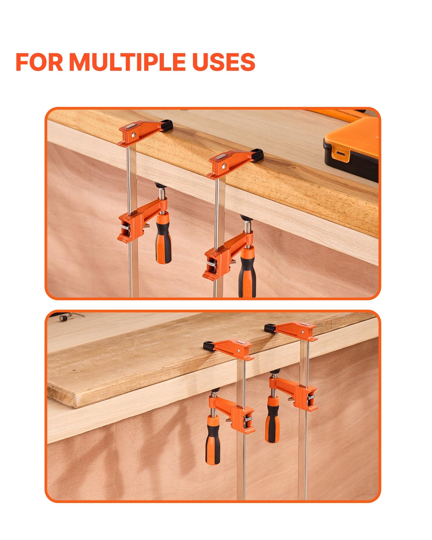 VEVOR Bar Clamps for Woodworking, 2-Pack 24 inch Opening, Lockable F-Clamp with 600 lbs Load Limit, 2-1/2 inch Depth, Cast Iron and Carbon Steel, Easy to Use, Wood Clamps for Woodworking Metal Working