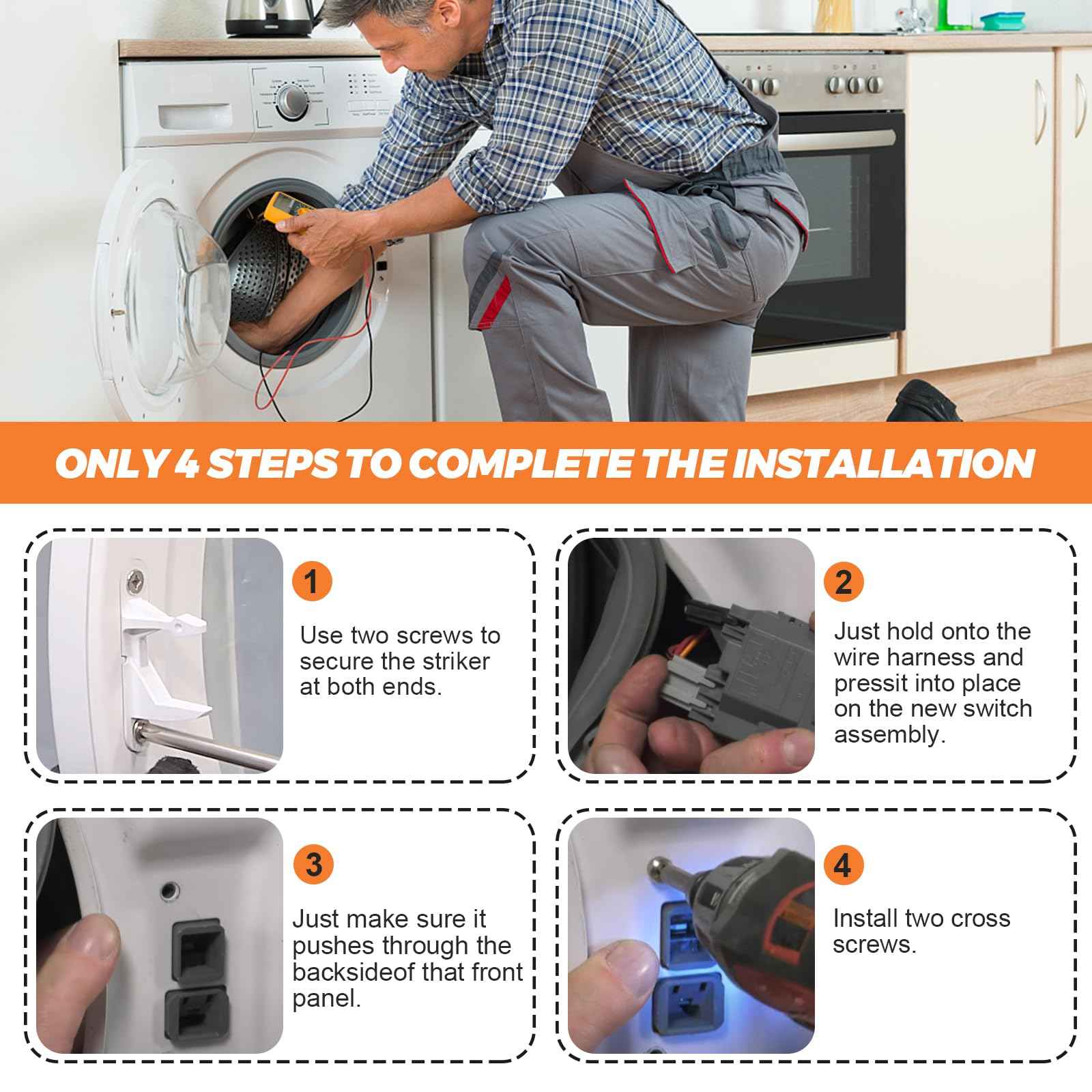 131763256 1317632 131763202 Washer Door Latch Lock 131763310 Washer Door Striker Kit Fit for Frigidaire Kenmore Crosley Electrolux Washer Replace FAFW4011LW0 GLTF2940FS1 by Beaquicy