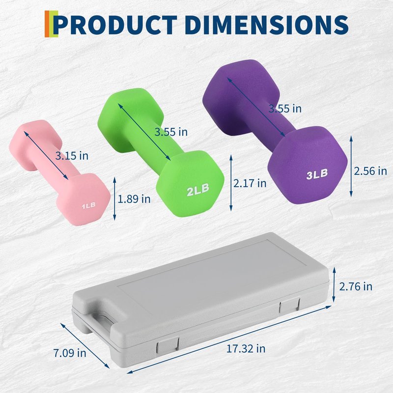 PVC Coated Dumbbell Set, Hexagon Weights Dumbbells Set with Box, Packed In Pairs, Anti-Slip, Multiple Weight Options, Workout Equipment for Home Gym