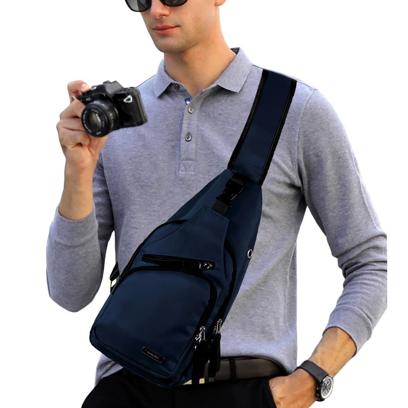 Seoky Rop Men Women Sling Backpack Nylon Water Resistant Shoulder Chest Crossbody Sling Bag with USB Charging Port Black