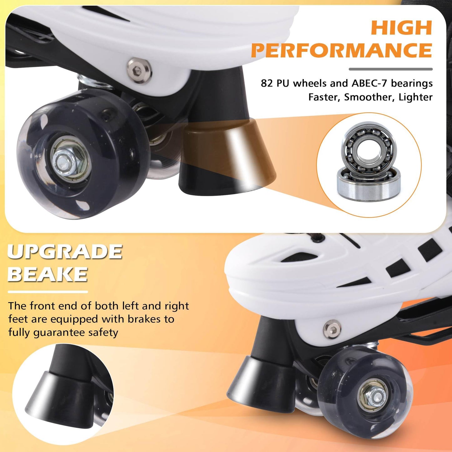 JC JORDEN Roller Skates for Kids Girls Boys, 4 Sizes Adjustable RollerSkates with Light Up Wheels for Children, Durable Outer Shell Roller Shoes, Beginners Outdoor Sports, Toddler Kids Ages 4-12