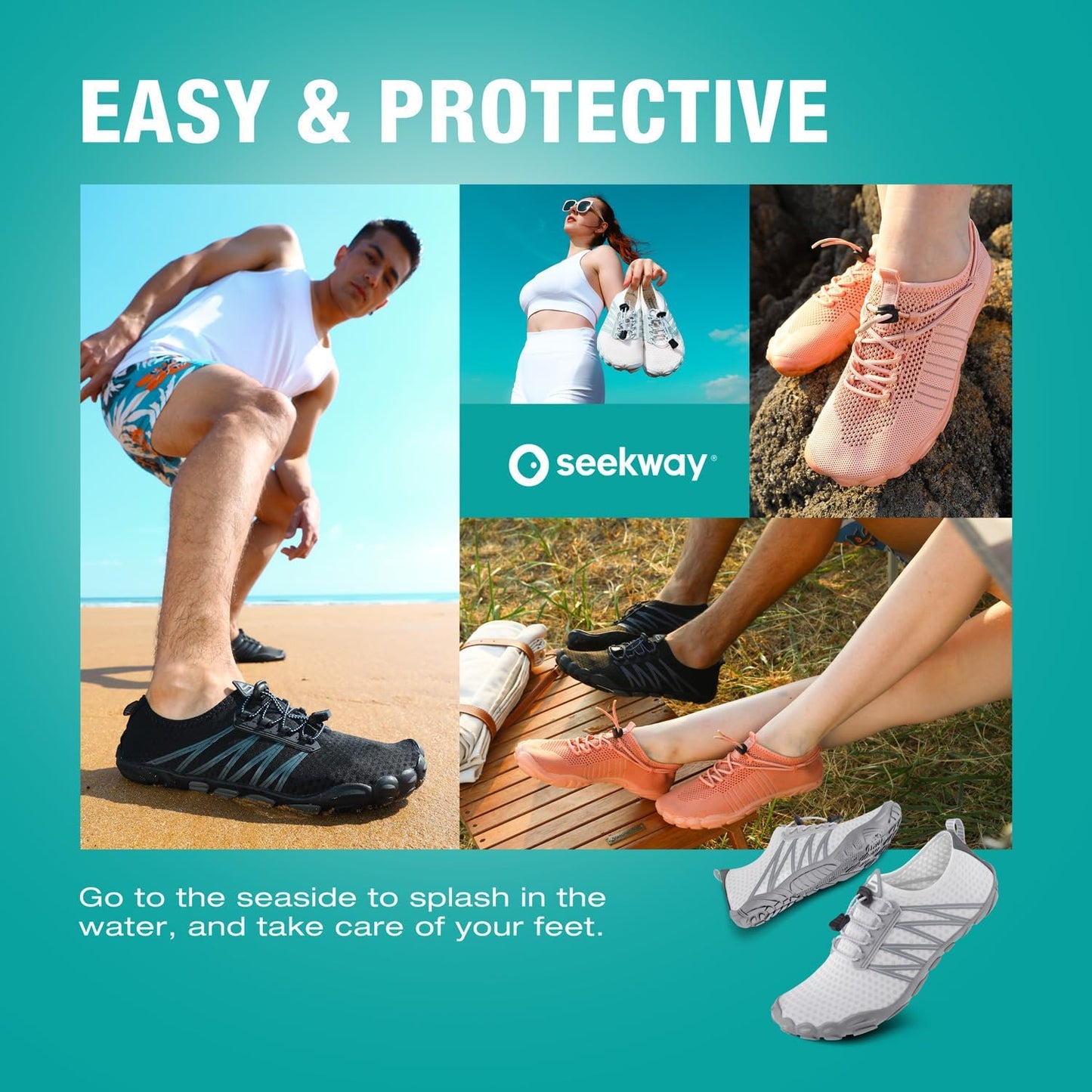 SEEKWAY Water Shoes - Quick-Dry Aqua Socks for Men & Women | Ideal for Beach, Pool, and Hiking