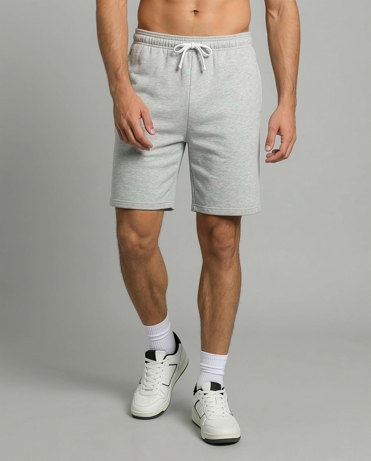 Real Essentials Men's 9" Cotton Fleece Sweat Shorts - Casual Gym, Lounge & Sleep Shorts with Pockets