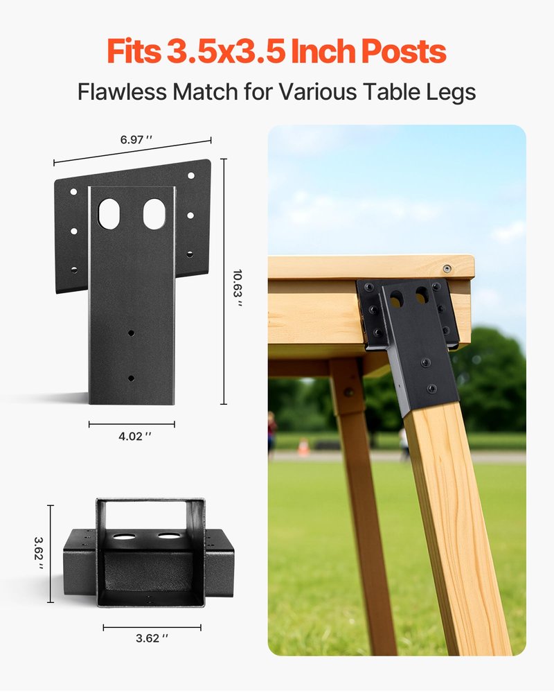 VEVOR Deer Blind Brackets, Outdoor 3.6x3.6 Platform Bracket, Fit 3.5x3.5 In / 88.9x88.9 mm Lumber, 2204lbs/1000kg Capacity Steel Elevator Brackets for Deer Stand, Hunting Blinds, Shooting Shack, 4 Pcs