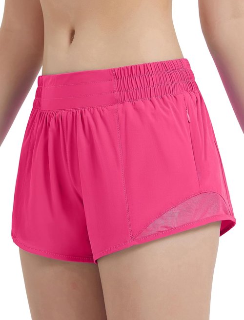 EXARUS Girls' Athletic Shorts - Lightweight Running & Workout Shorts with Liner & Zip Pocket | Sizes 2.5"/4" for Kids 6-12Y