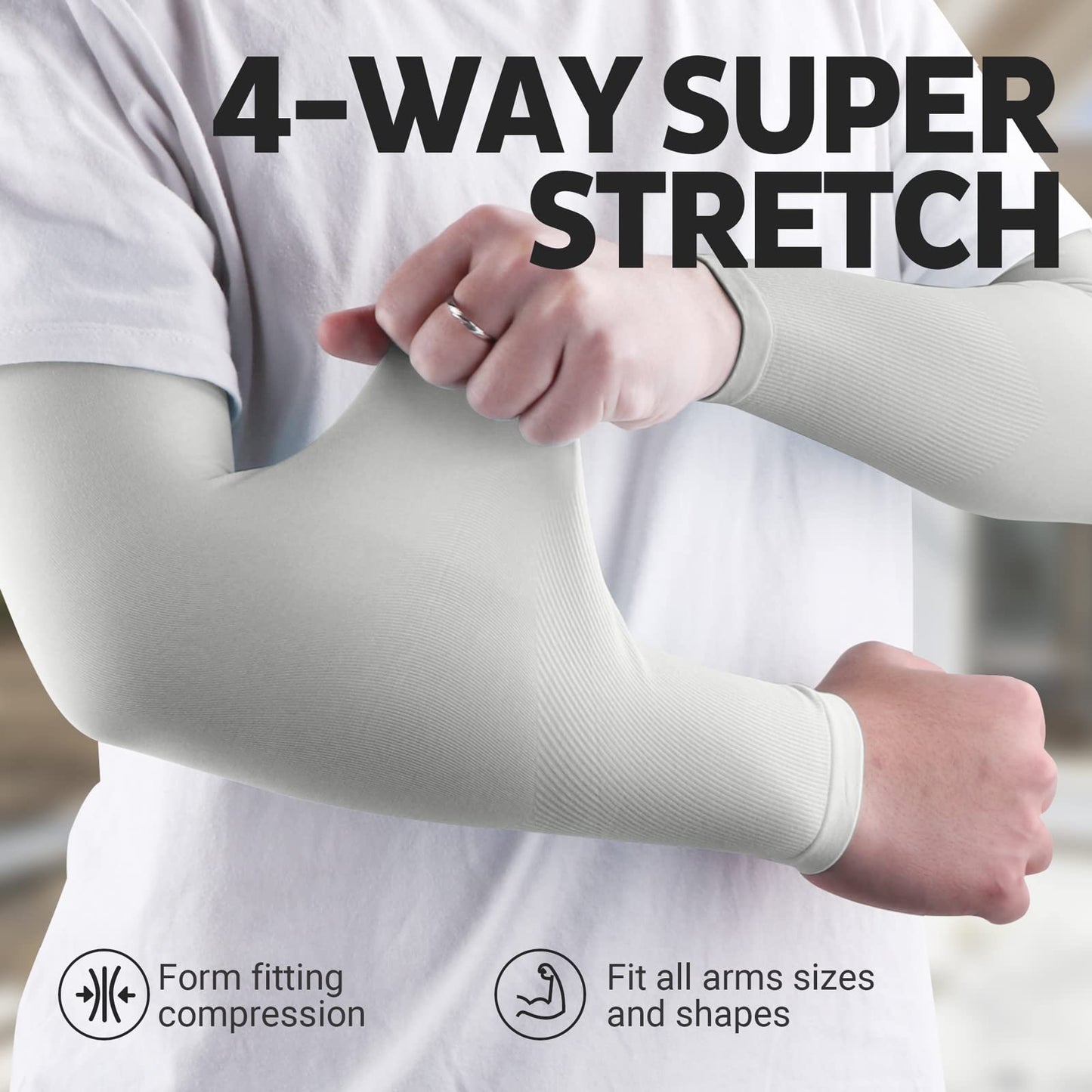 HEGCOIIE 5 Pairs Arm Sleeves for Men & Women, UPF 50+ Sun Protection Sleeves, Cooling UV Sport Arm Sleeves for Running,Golf, Cycling,Baseball (Gray)