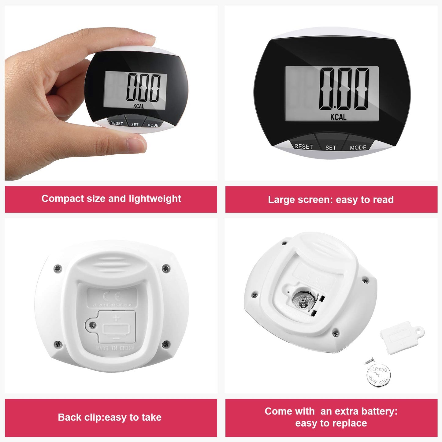 Weewooday Pedometer for Walking Steps and Miles Simple Pedometer Clip on with Large Digital Display Portable LCD Step Counter Bulk Gift for Women Men Adults(Black,32 Pcs)