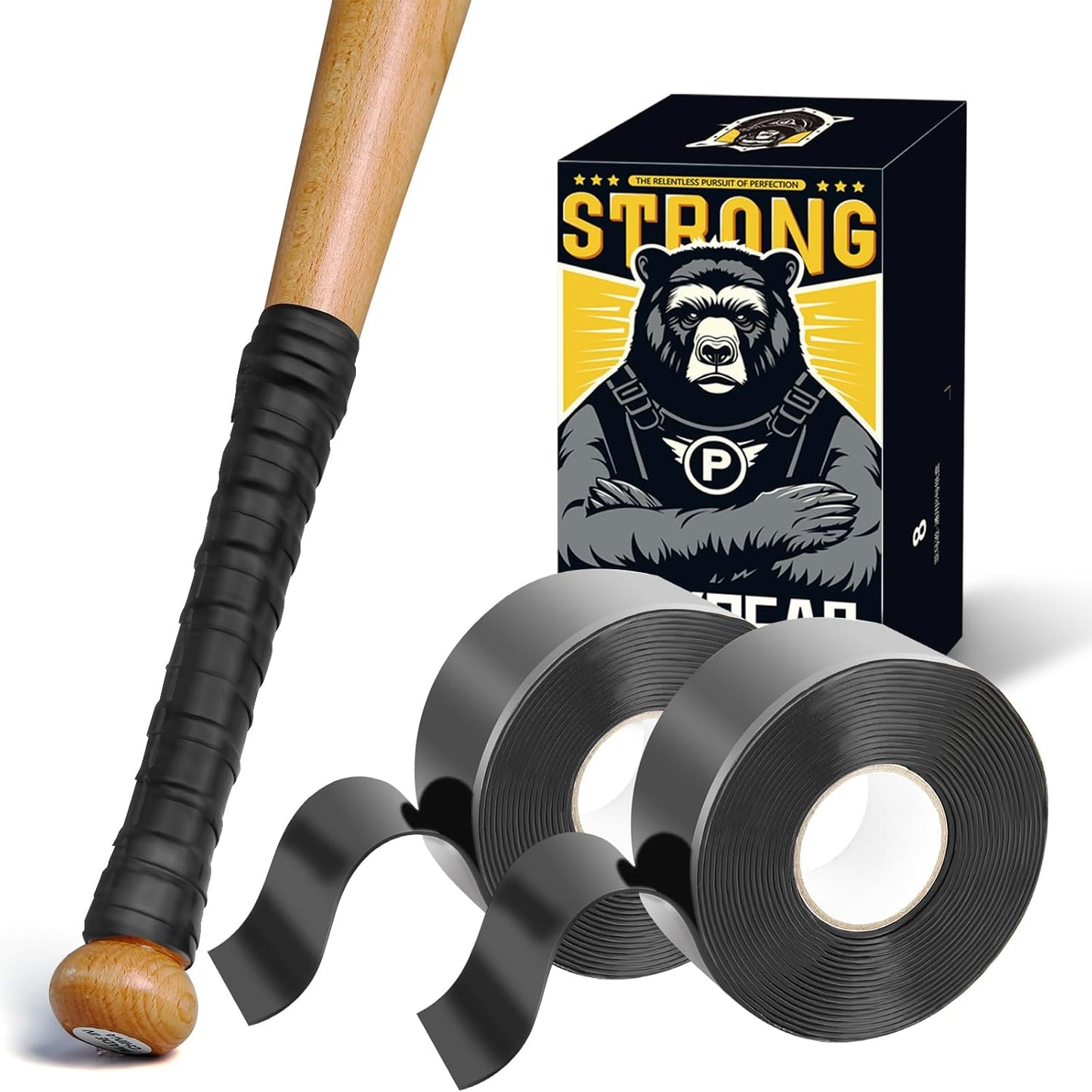 PHIXBEAR Baseball Bat Grip Tape - 1.1mm Self-Fusing Silicone for Enhanced Traction & Shock Absorption