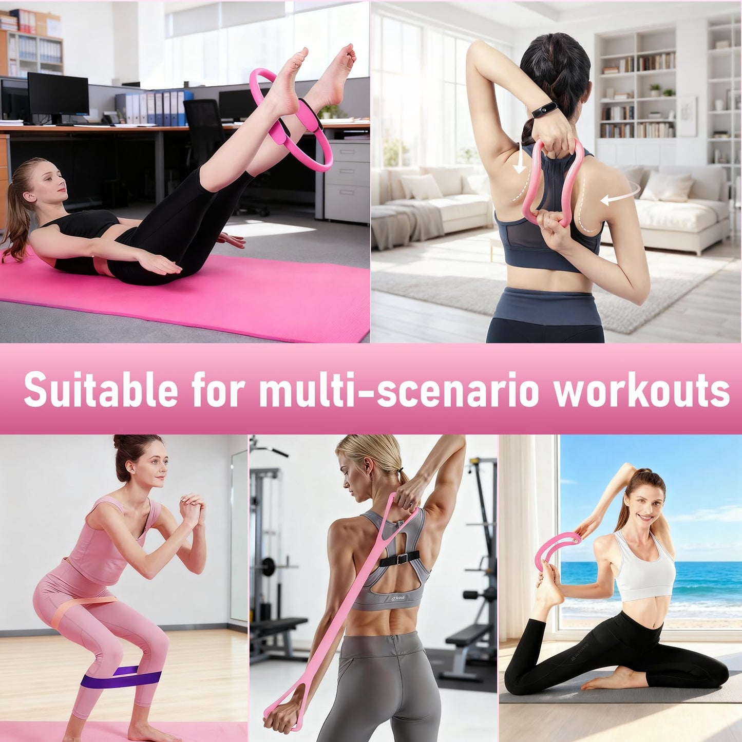 Home Pilates Kit for Women - 12 inch Pilates Ring, 9 inch Ball & Resistance Bands Set, Complete Pilates Equipment with Figure 8 Band, Hip Belt & Accessories for Beginners' Home Workouts