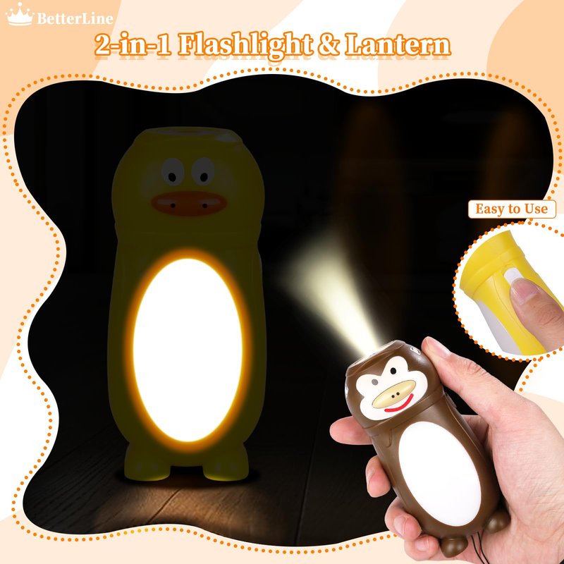 KunHe 8 Pack Animal Flashlights for Kids 2 in 1 Toddler Flashlight Camping Lantern Flashlights Stocking Stuffers for Kids Toddlers Lantern Cute Flashlight Christmas Gift for Girls Boys