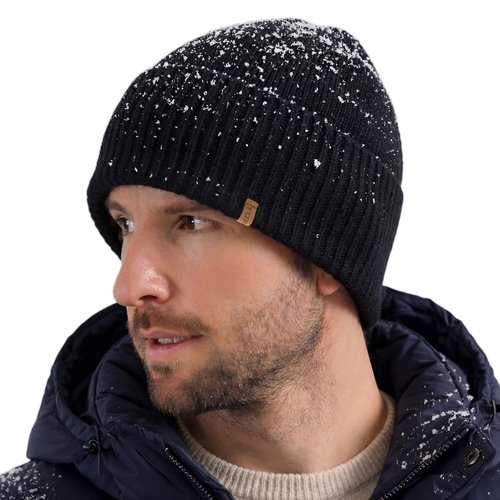 PolarWool DryKnit Waterproof 100% Merino Wool Winter Hat Men Women Polartec Fleece Lined Thermal Knit Watch Cap Fisherman Beanie Outdoor Ski Hiking Cold Weather Black XL/XXL Oversized for Large Heads