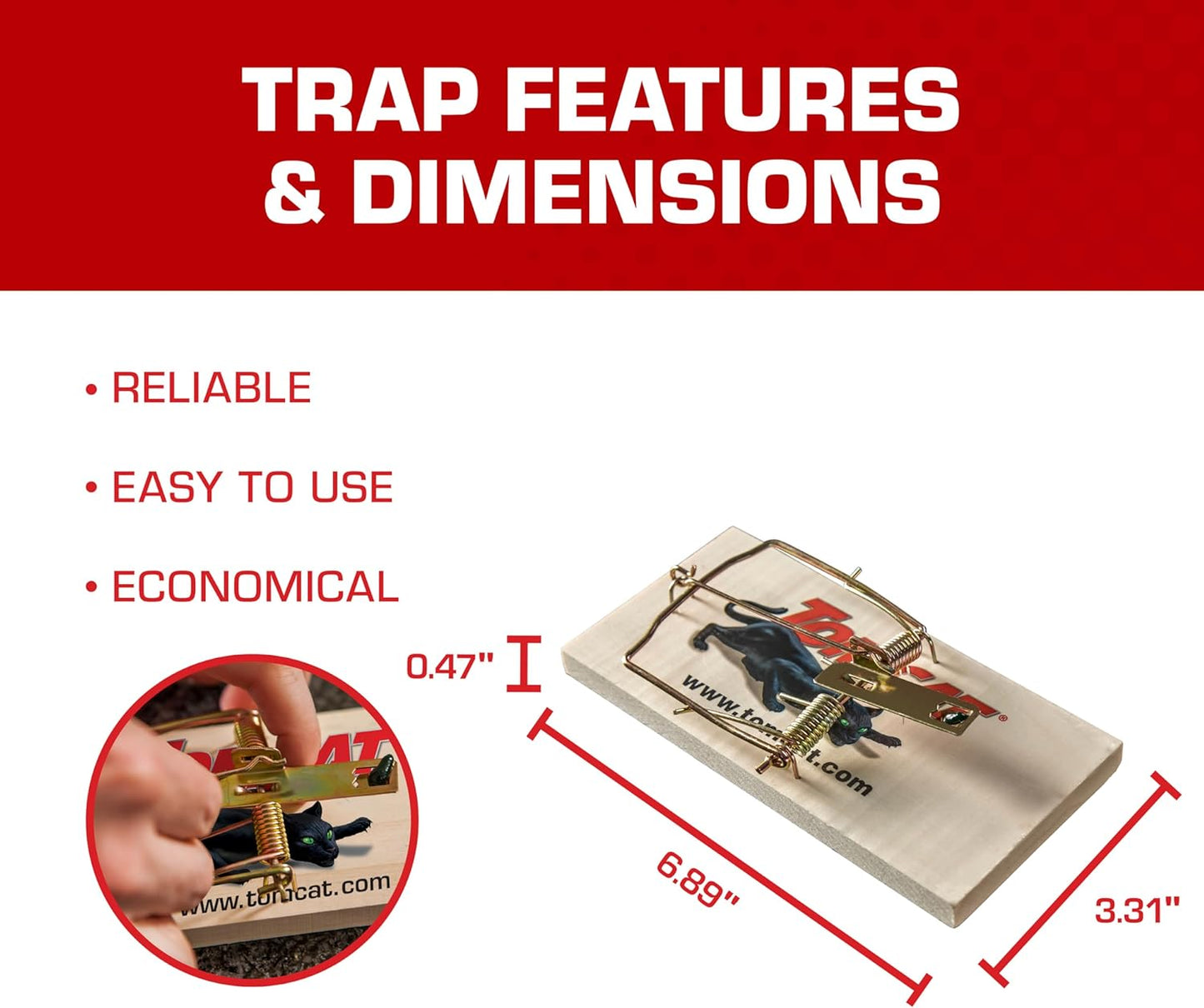 Tomcat Rat Traps - Economical & Effective Wooden Traps for Home Use | 8-Pack