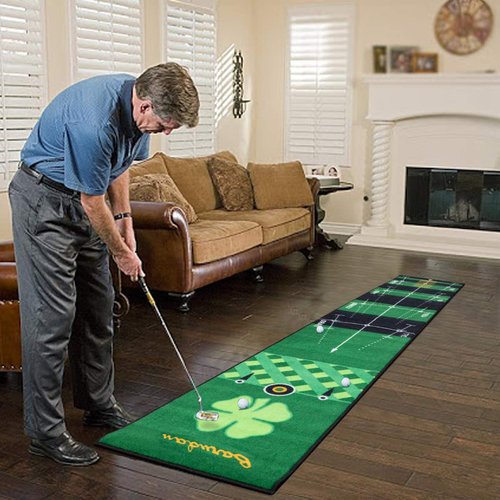 Putting Green/Mat for Home Use - 9.8'X1.6' Indoor Outdoor Putting Green - Eco-Friendly Anti-Slippery Rubber Material - Professional Golf Training Mat for Golf Practise (1X Putting mat w/Golf Cup)