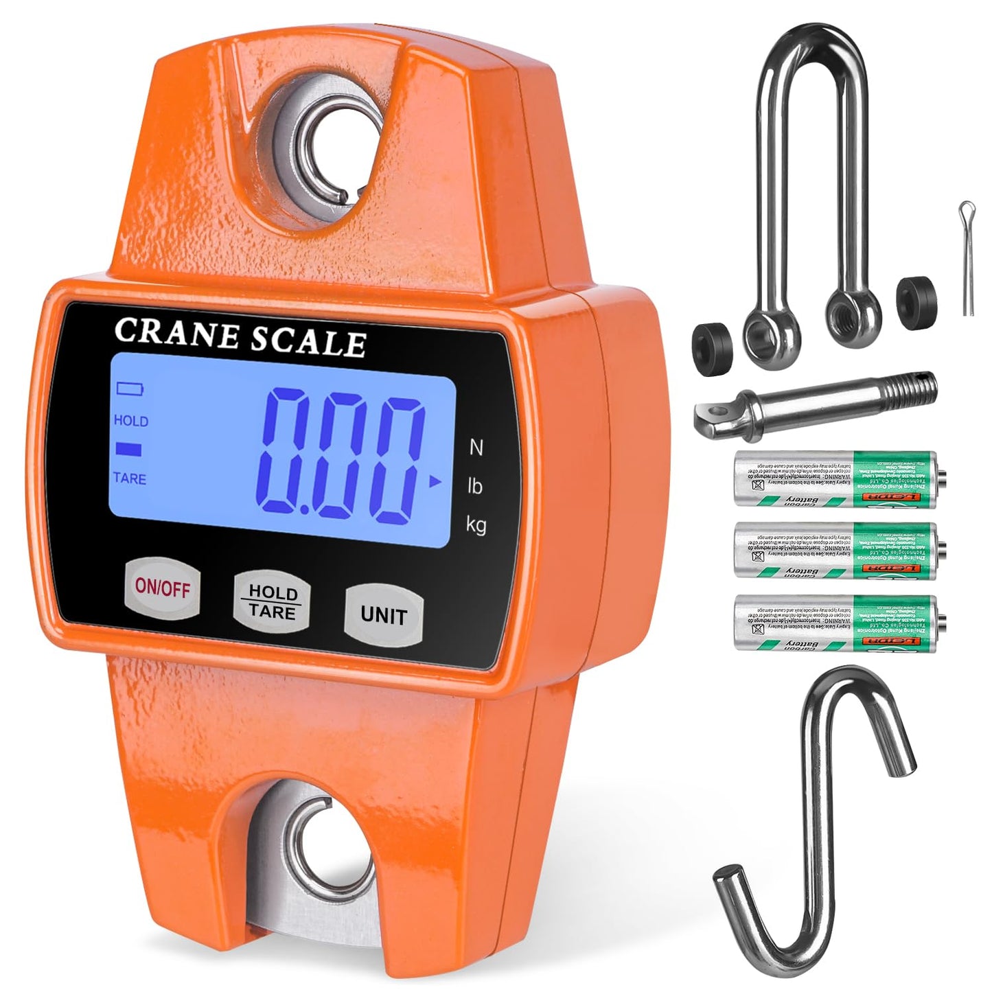 RoMech 660lb Digital Hanging Scale - Durable Cast Aluminum Case, Mini Crane Scale for Outdoor Use (Orange)
