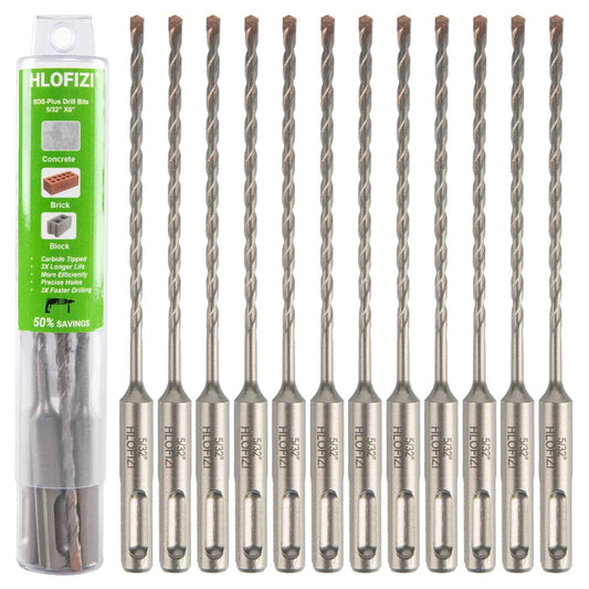 HLOFIZI 5/32" x 6” Masonry Drill Bits (12 Pack) SDS Plus Hammer Drill Bits for Concrete, Birck, Block