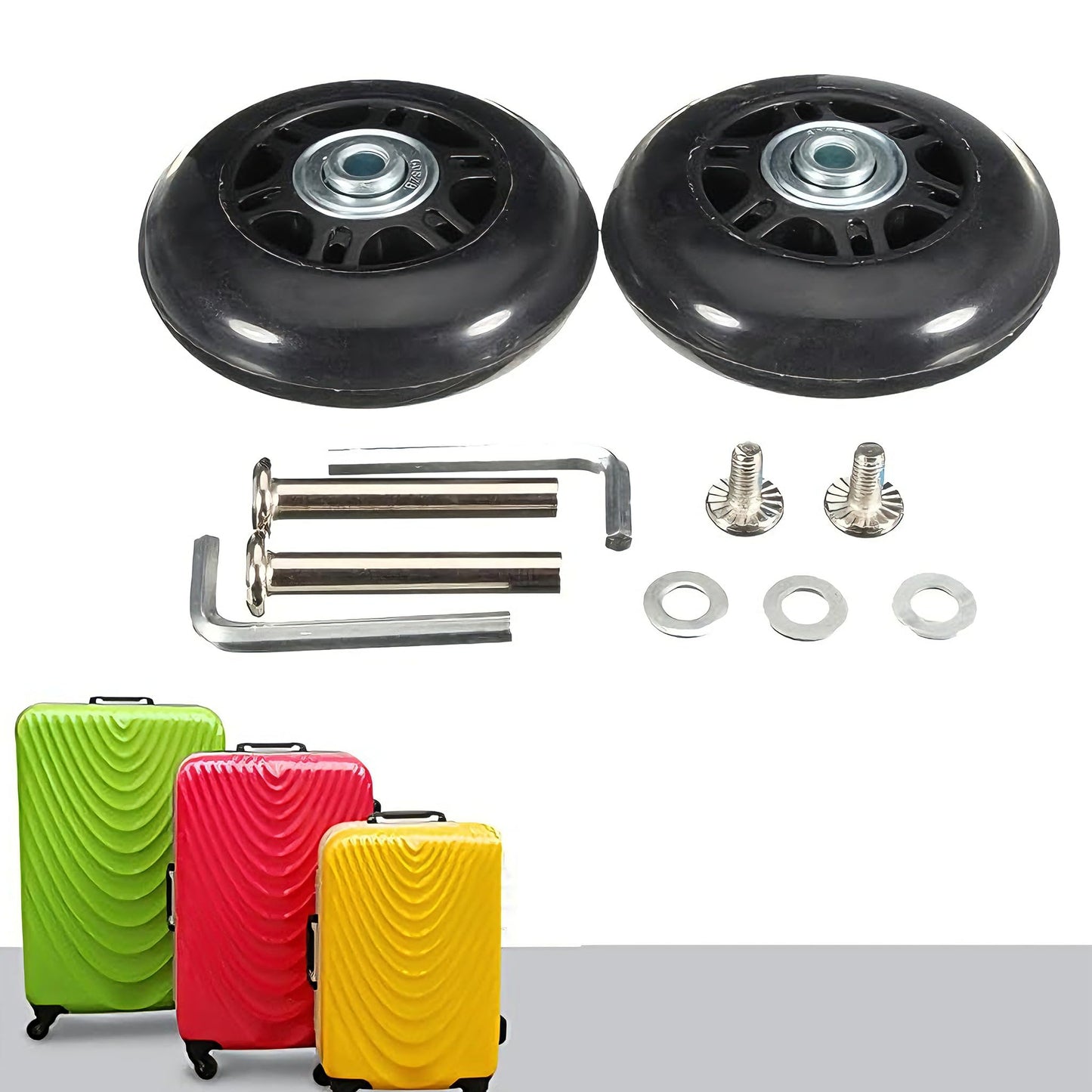 68X24mm Black Luggage Suitcase / Inline Outdoor Skate Replacement Wheels with ABEC 608zz Bearings