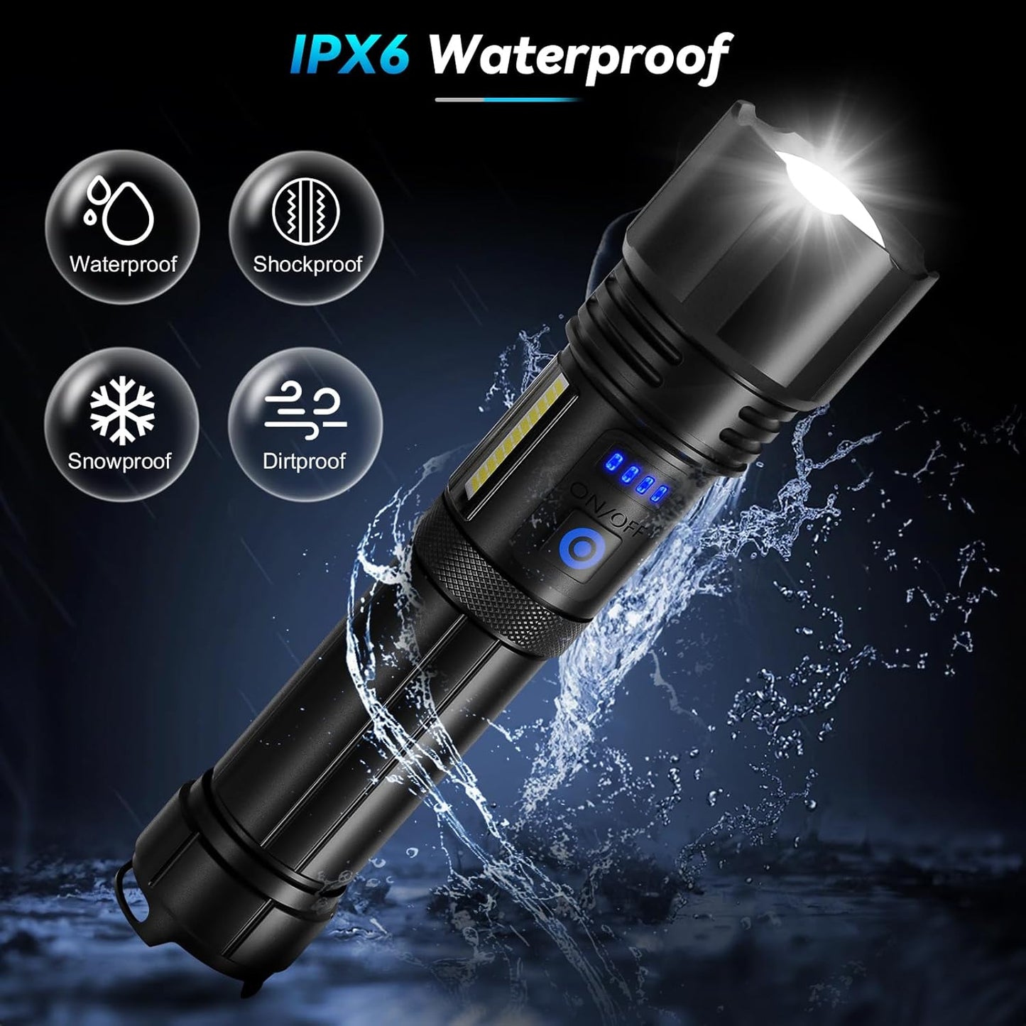 99,000 Lumens Rechargeable LED Flashlight - Super Bright, 7 Modes, IPX6 Waterproof for Camping & Hiking