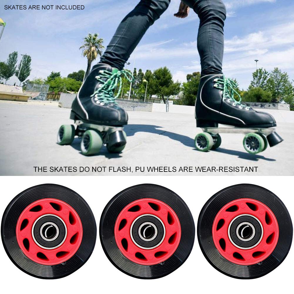 8 Pack Roller Skate Wheels with Bearings Installed, Outdoor Roller Skate Wheels for Double Row Skating, Quad Skates Accessories Outdoor/Indoor Use, 82A, 58 x 32mm