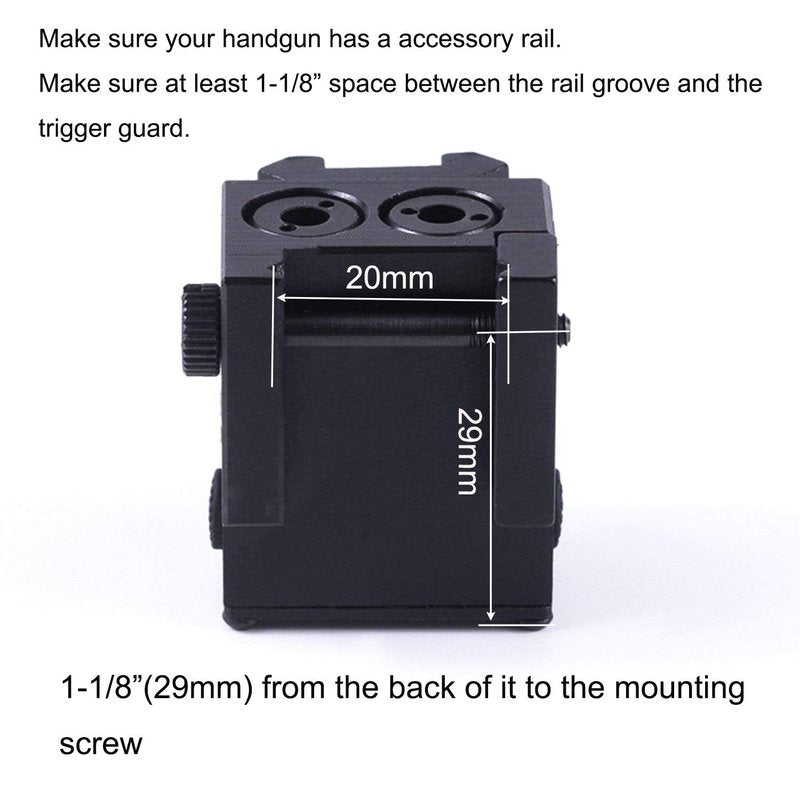 Dual Aiming Tactical Compact Rail Laser Sight XYH06 Green & Red Laser USB Rechargeable Picatinny Rail Mount Low Profile for Pistols Handguns