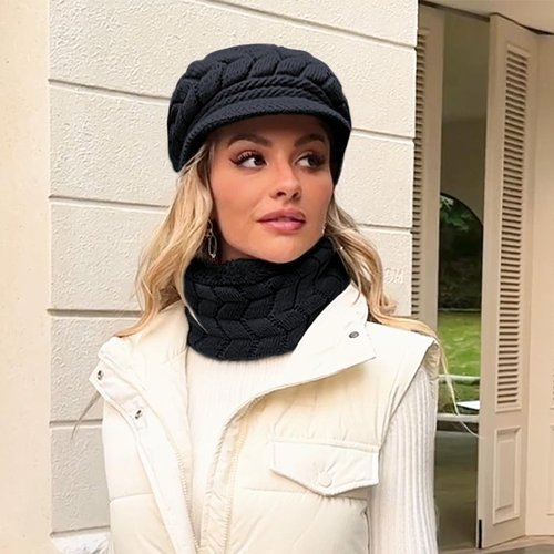 Loritta Womens Winter Beanie Hats Thick Warm Knitted Chunky Soft Slouchy Cap with Visor Brim,Khaki