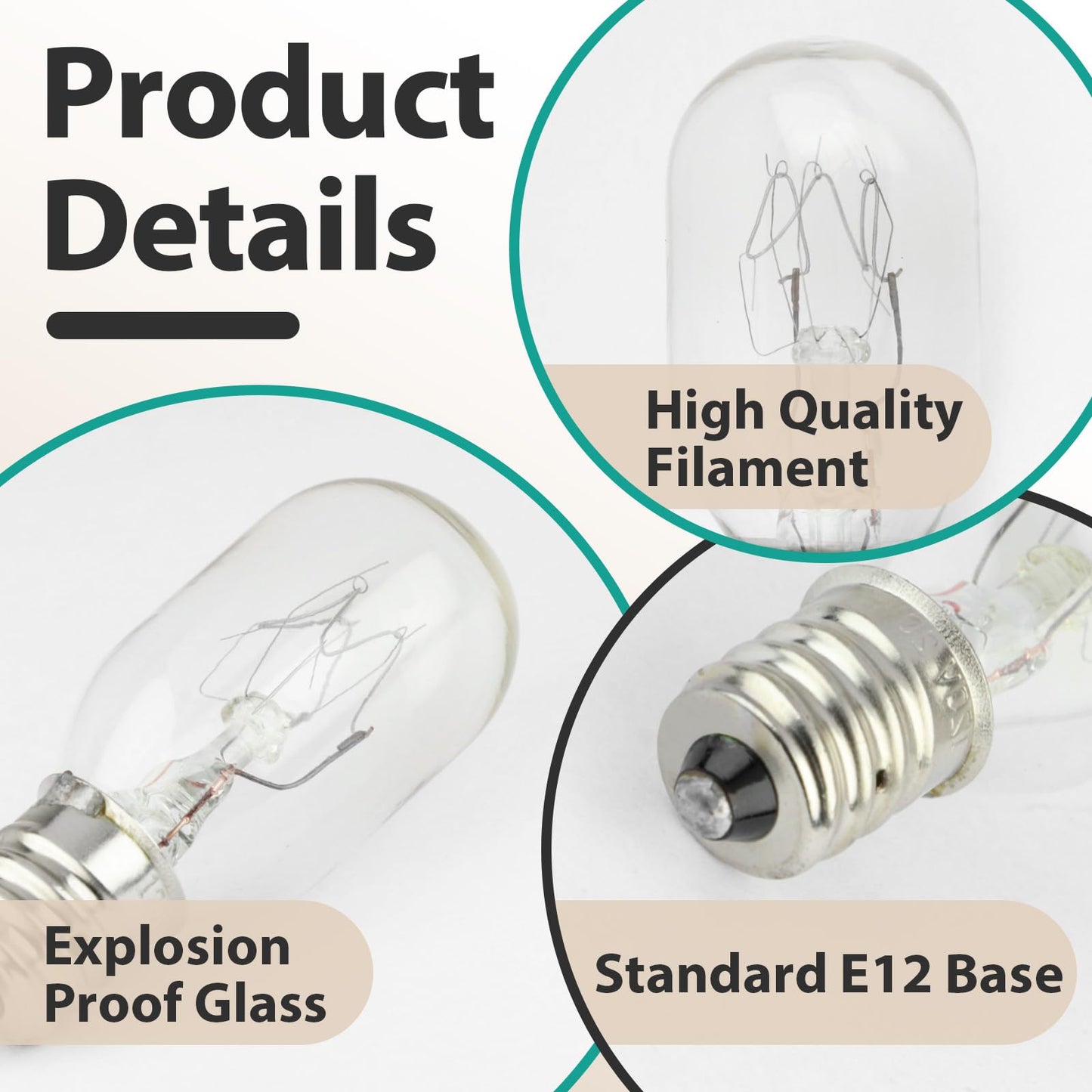 Gfdoso 2Pcs 20W 120V Incandescent Bulb Replacement for Conair RP34B Illuminated Makeup Mirror – E12 Candle Base, 2700K White Light