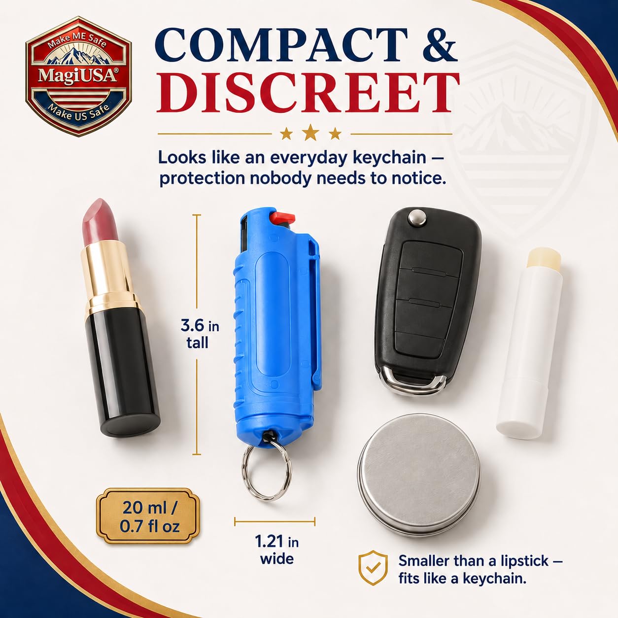 MagiUSA 6 Pack Pepper Spray Keychain for Self Defense, Blue Green