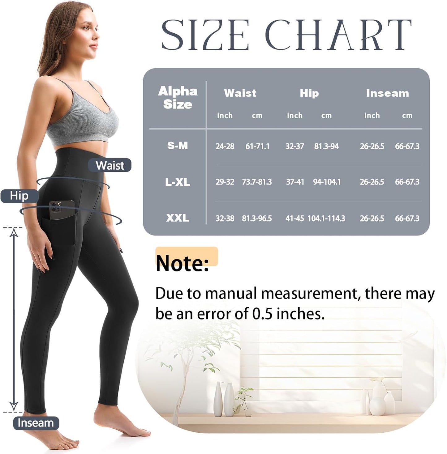 Skiennix High Waisted Leggings - 2 Pack with Pockets for Women | Soft Yoga & Gym Wear