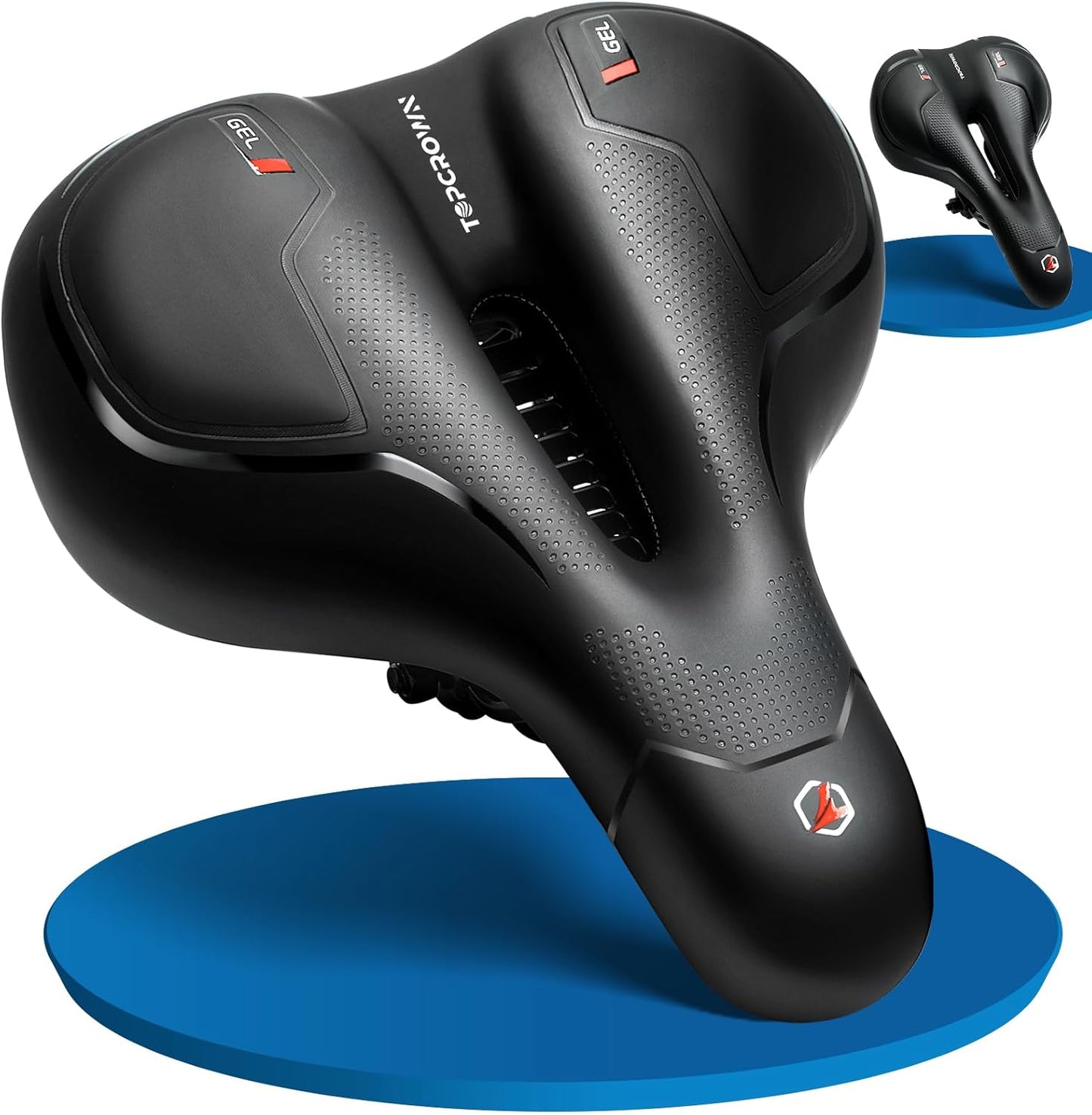 Topcrown Bike Seat - Comfort Wide Bicycle Saddle with Waterproof Design & Memory Foam Cushion | Ideal for Mountain, Road, and Exercise Bikes